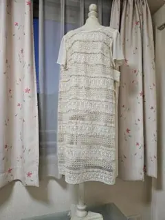 『専用』・希少46・ローズティアラ・ジュエル 半袖 レース編プリーツワンピース