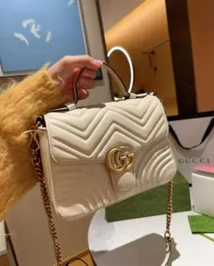 高級感 白レザー ハンドバッグ チェーンストラップ 通勤 / デートに最適