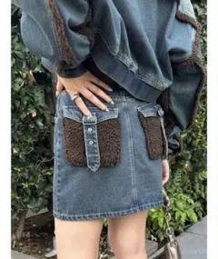 EVRIS デニムボアミニスカート S