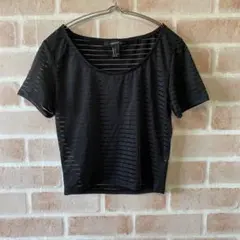 FOREVER21 フォーエバー21 シースルーボーダーTシャツ トップス Sのサムネイル