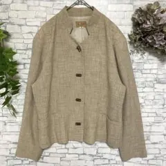 ENIEME⭐️レナウン　ジャケット　オシャレボタン　変わり襟　ベージュ　L