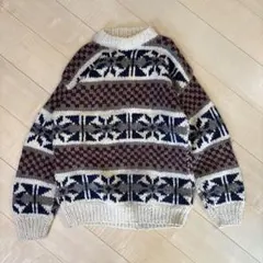 ビンテージ　REY WEAR エクアドルニット　ウール　ハンドメイド
