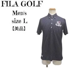 【美品】FILA GOLF ドット柄ポロシャツ L 吸汗速乾 半袖ゴルフウェア