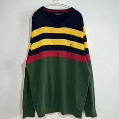 NAUTICA ノーティカ ボーダーニット XXL 大きいサイズ 美品