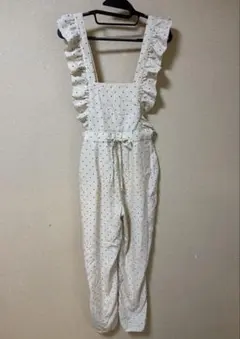 水玉模様フリルオールインワン　サロペット　中古品