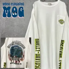 レア《US古着》ハーレーダビッドソン イエロー ロゴ長袖Tシャツ 3XLのサムネイル