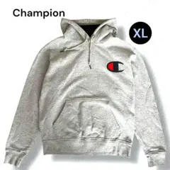 チャンピオン パーカー XL グレー ビッグロゴ 刺繍 スウェット プルオーバー