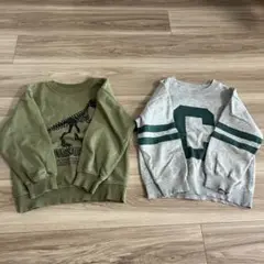 H&M トレーナー ２点セット 4-6Y ダイナソー　恐竜　カーキ グレー