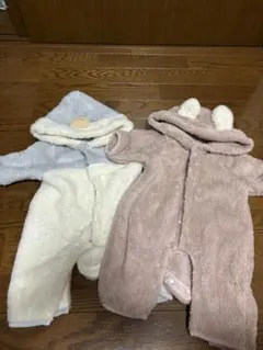 カバーオール ロンパース 60 2点セット 双子 冬