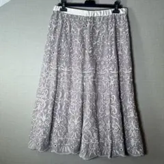 希少サイズ【Tiara】大人ラベンダー刺繍ロングスカート(46 LL-3L)