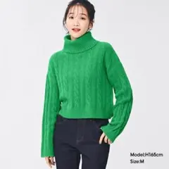 GU ジーユー　パフィータッチ　クロップド　タートルネック　セーター　長袖　M