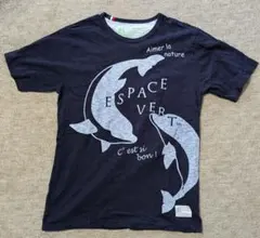 ESPACE VERT イルカ Tシャツ L 紺色