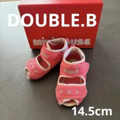 ⭐︎お得⭐︎ミキハウス　ダブルビー　メッシュサンダル ピンク くま14.5cm