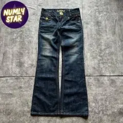 archive grunge fade flare denim pants