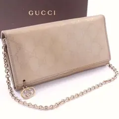 GUCCI グッチ GGキャンバス ゴールドチェーンウォレット