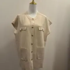 nostalgia ノスタルジア　アイボリー ニットベスト ボタン付き