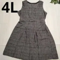 4L グレンチェックノースリーブフレアワンピース 量産系 チェック