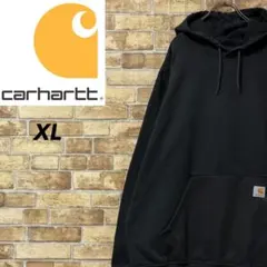 カーハート　パーカー　スウェット　刺繍ロゴ　裏起毛　ビッグシルエット　黒　XL