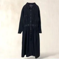 ドゥーラドゥーラ　デニムシャツワンピース　M　黒系　ロング丈　フレア　Aラインのサムネイル