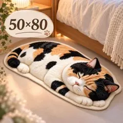 三毛猫 ラグマット 50×80cm ねこ 猫 玄関マット アニマル インテ