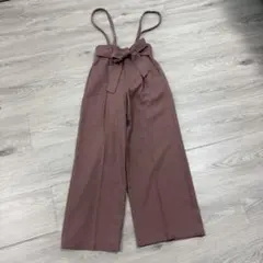 couture brooch サロペット　パンツ リボンベルト ピンクベージュのサムネイル