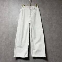 ZARA ホワイトデニムハイウエスト ワイド レッグ パンツ 34