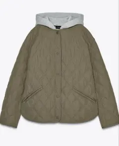 ZARAコンビネーションフード付き撥水加工パフジャケット
