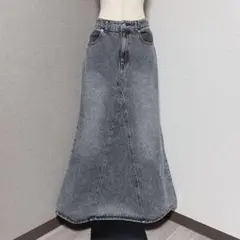 ヘザー デニム マーメイド スカート ブラックウォッシュ