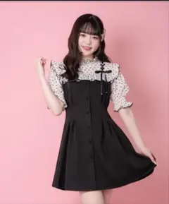 ROJITA ハートドットレースアップ半袖ワンピース