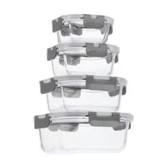 耐熱ガラス食品保存容器 完全密閉 冷凍OK 食洗機対応4個セット