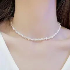 ネックレス 淡水 バロック パール 天然 真珠 チョーカー 新品 人気 上品