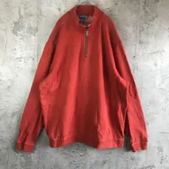 Y4229古着　トレーナー　スウェット　ハーフジップ　オレンジ　90s Y2K