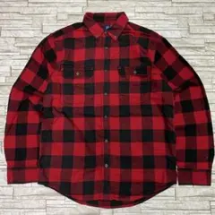 リ*パ様 George フランネルシャツ レッドブラック ブロックチェック US