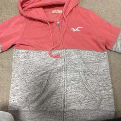 HOLLISTER フード付きパーカー Sサイズ ピンク/グレー