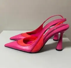 ZARA ピンクオレンジ スリングバックハイヒール