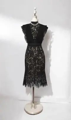 ブラックレースパーティードレスワンピース　キャバ