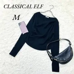 《クラシカルエルフ》長袖ニット/セーター/クロップド丈/デザイン/ブラック/M