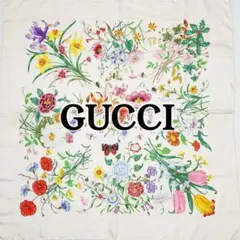 394】GUCCI グッチ フルーツ柄 総柄 大判 シルクスカーフ ピンク