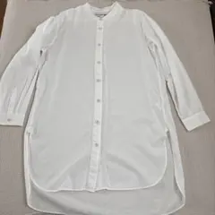 UNIQLOユニクロ/スタンドカラーシャツ　 綿100% オフホワイト