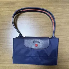 Longchamp　ル・プリアージュ　ネイビーxレッド　Lサイズ　ほぼ未使用！