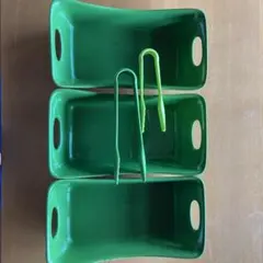 緑の持ち手付き　深皿