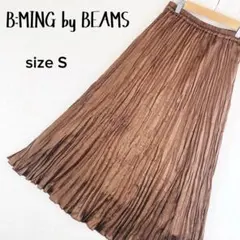 B:MING by BEAMS サテン プリーツ ロングスカート ブラウン Sのサムネイル