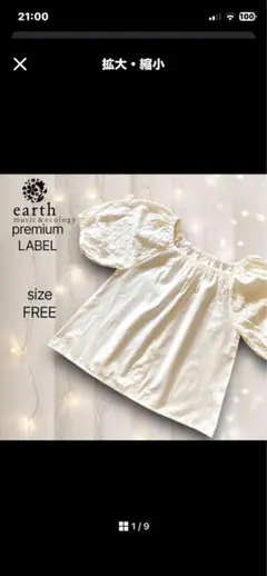 【earth music&ecology】シフォンレーススリーブブラウス　F