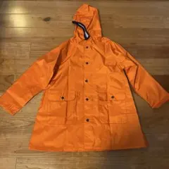 オレンジ フード付き レインコート 120-130cm
