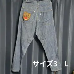 希少☆ネネット　デニム　サルエルパンツ クマ刺繍 ワッペン サイズ3　Lサイズのサムネイル