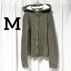 MOSSIMO 【M】フード付き ニット カーディガン オリーブ カーキのサムネイル