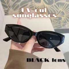 サングラス キャットアイ ブラック 韓国 UV400 オーバル Y2K 小顔