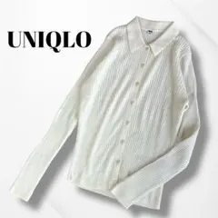 UNIQLO/ユニクロ/レディース/メリノリブポロカーディガン/ホワイト/L