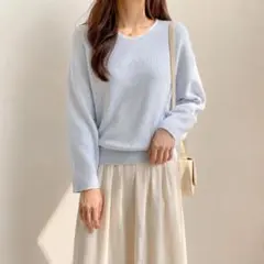 INDIVI ライトブルー ラメニット 38 M #106