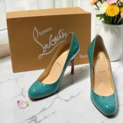 未使用級★クリスチャンルブタン★ハイヒール パンプス★エナメルグリーン★23cm